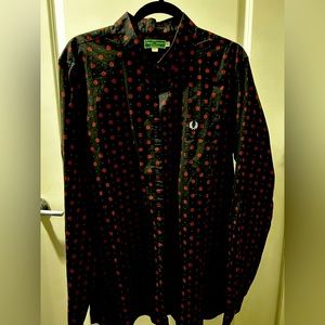 Fred Perry navy long sleeve shirts with flowers